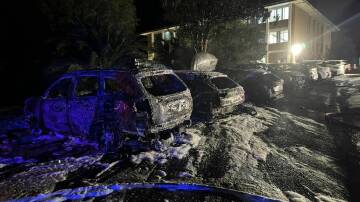 Cars destroyed in the fire at Muswellbrook Hospital. Picture supplied 
