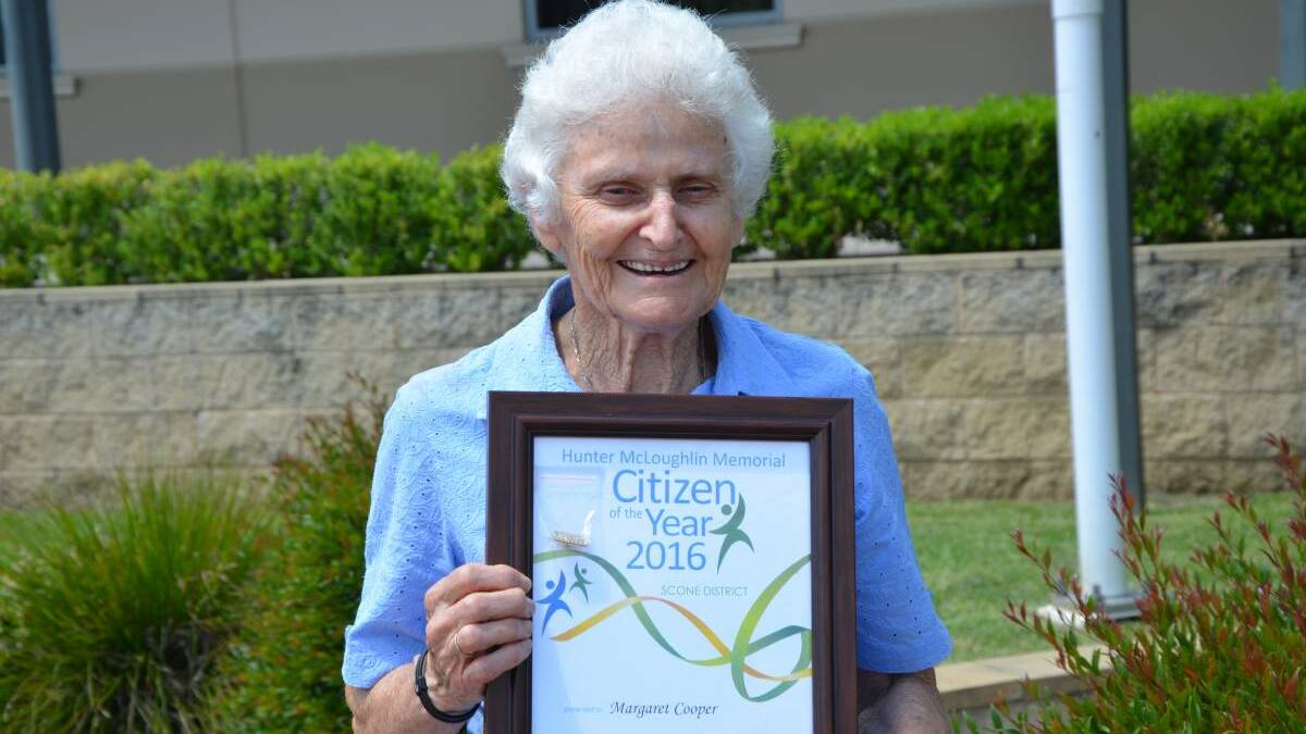 DEDICATED: The 2016 Hunter McLoughlin Memorial Citizen winner Margaret Cooper with her award outside Council Chambers on Australia Day.