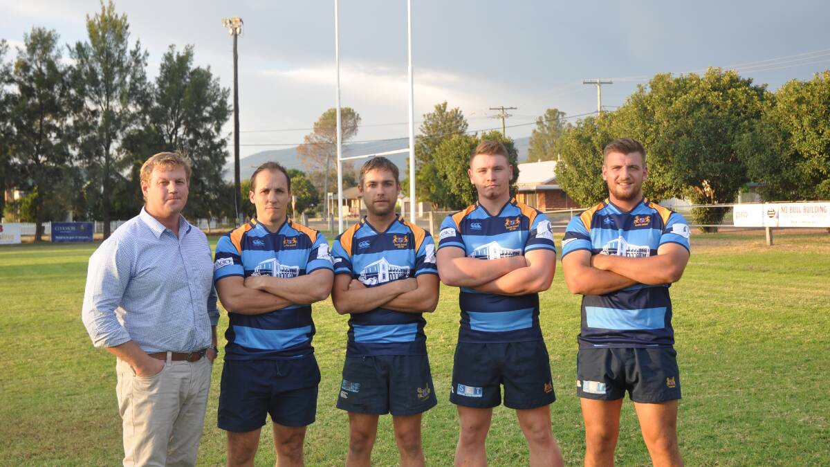 CONFIDENT: New coach Luke Bailey with Scone Brumbies players Shaun Trewin, Ben Clark, Toby Twigg, and James Capstick ahead of this weekend's opening round.