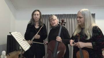 Jennifer StGeorge - flute, Anthea Scott-Mitchell - cello and Elizabeth Holowell OAM - violin/viola during a practice session in Newcastle recently. Picture supplied
